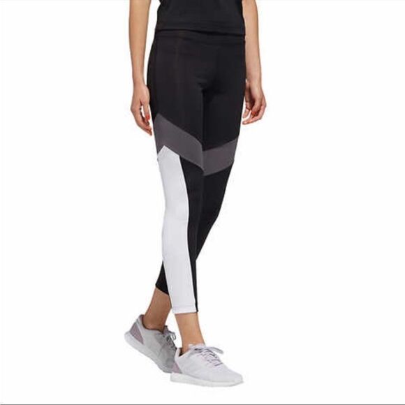 NWT ADIDAS COLOR BLOCK BLACK AND GREY LEGGINGS NWT SIZE MED - Picture 3 of 6